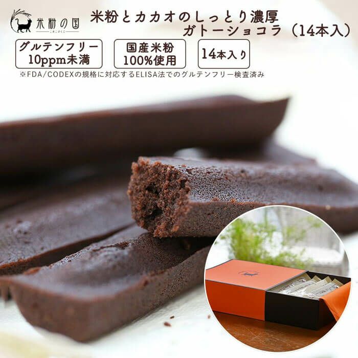 米粉とカカオのしっとり濃厚ガトーショコラ 14本入 箱詰め